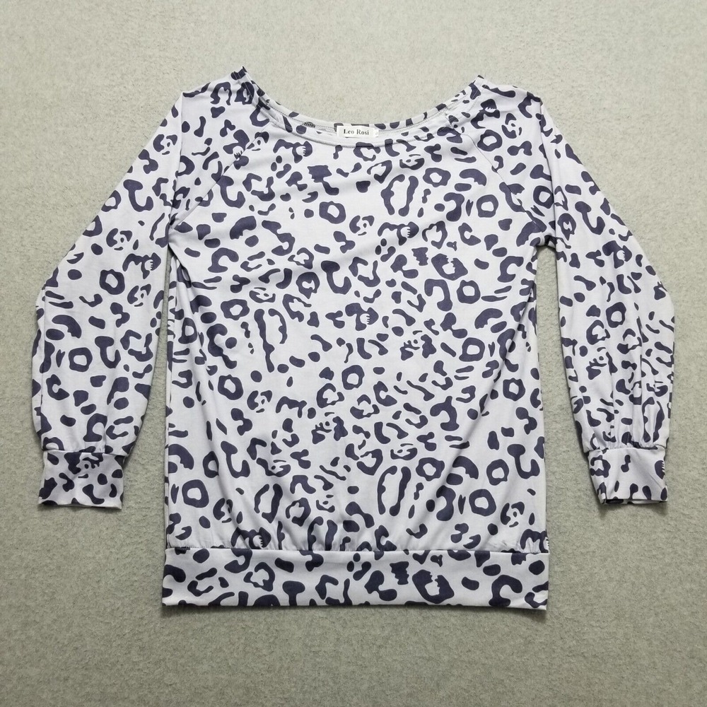 Leo Rosi Shirt Womens Small Purple Leopard‎ Print Long Sleeve
